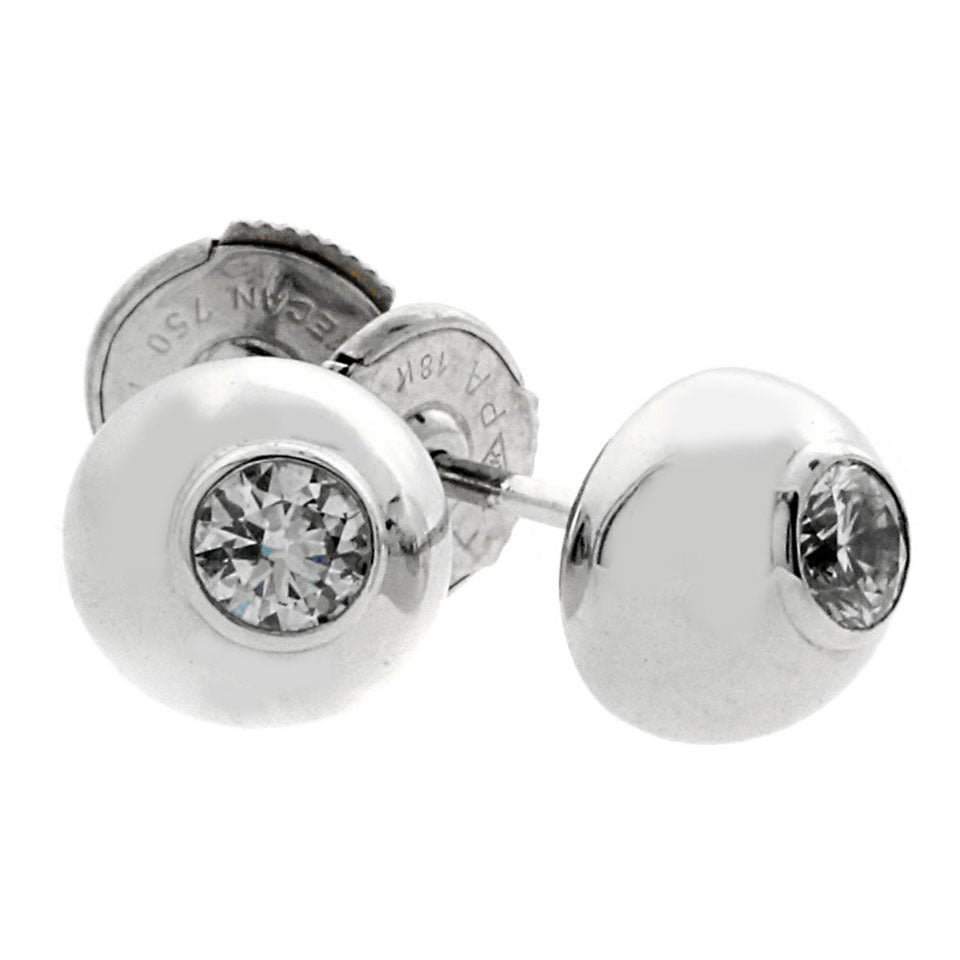 Cartier Perles de Diamants Diamond Gold Stud Earrings