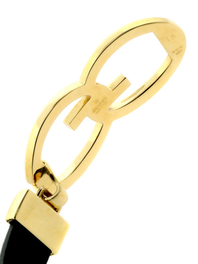 Women's Gucci Leather Gold Toggle Bracelet
