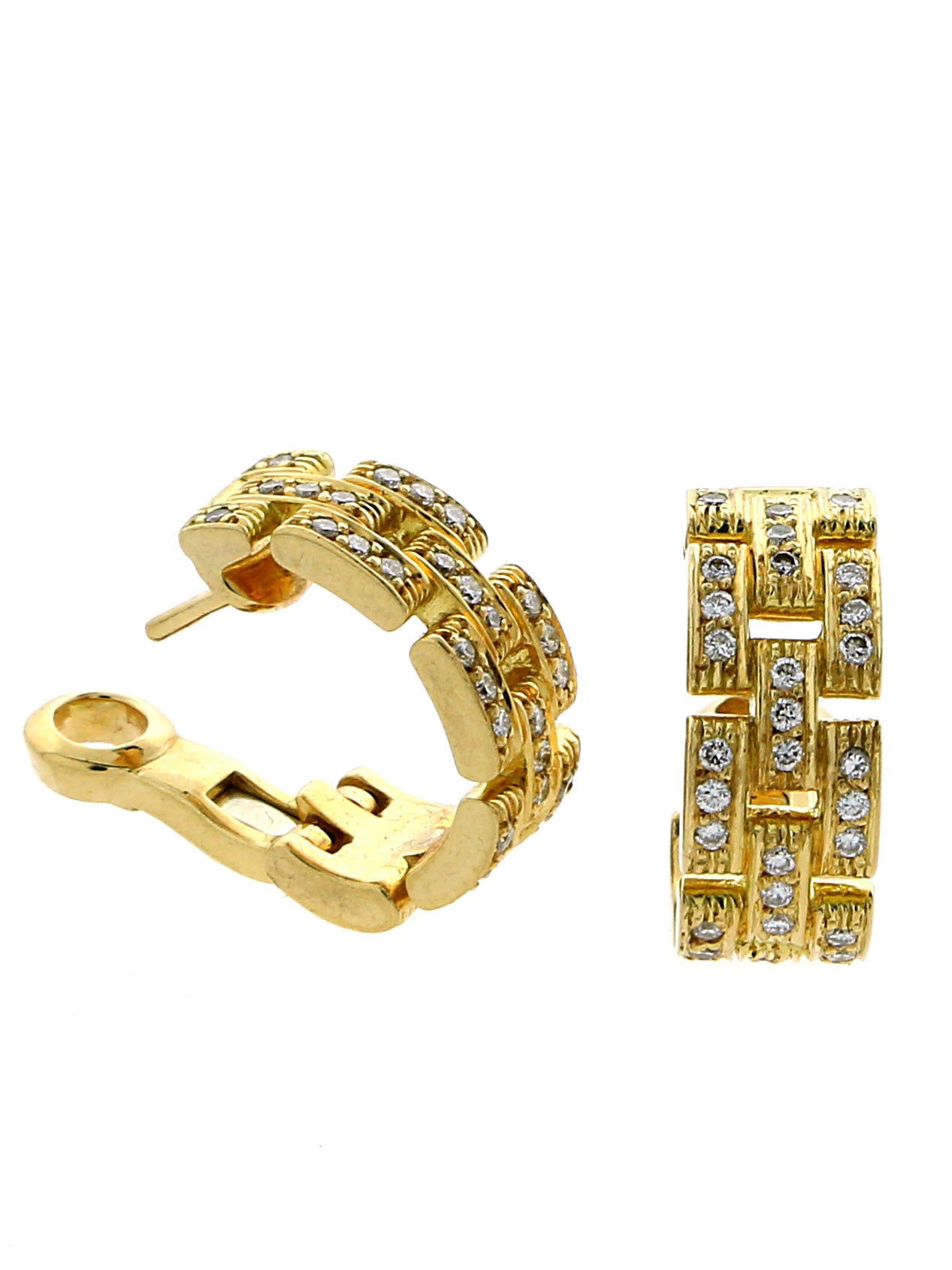 Cartier Panthere Diamond Gold Earrings In New Condition In Feasterville, PA