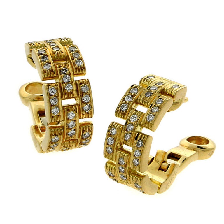 Cartier Panthere Diamond Gold Earrings