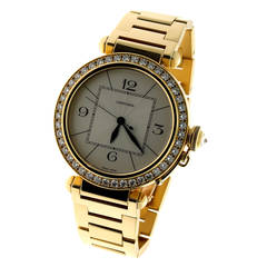 Cartier Yellow Gold Diamond Pasha Wristwatch