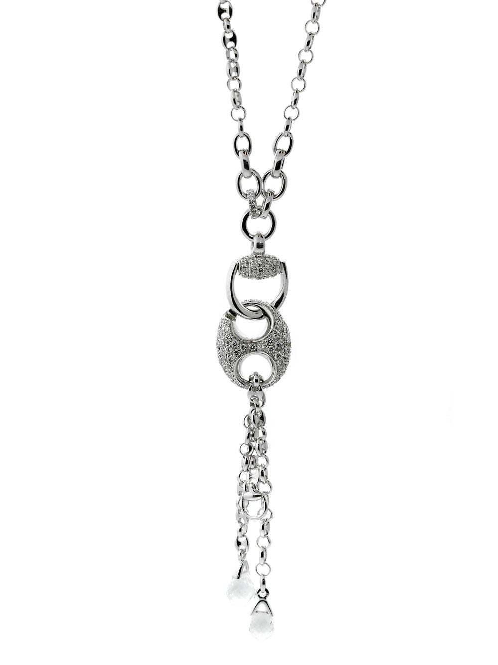 A stunning Horsebit necklace by Gucci, crafted in 18k White Gold featuring 1.01ct of Round Brilliant Vs1 E-F Color Diamonds. The necklace measures 17
