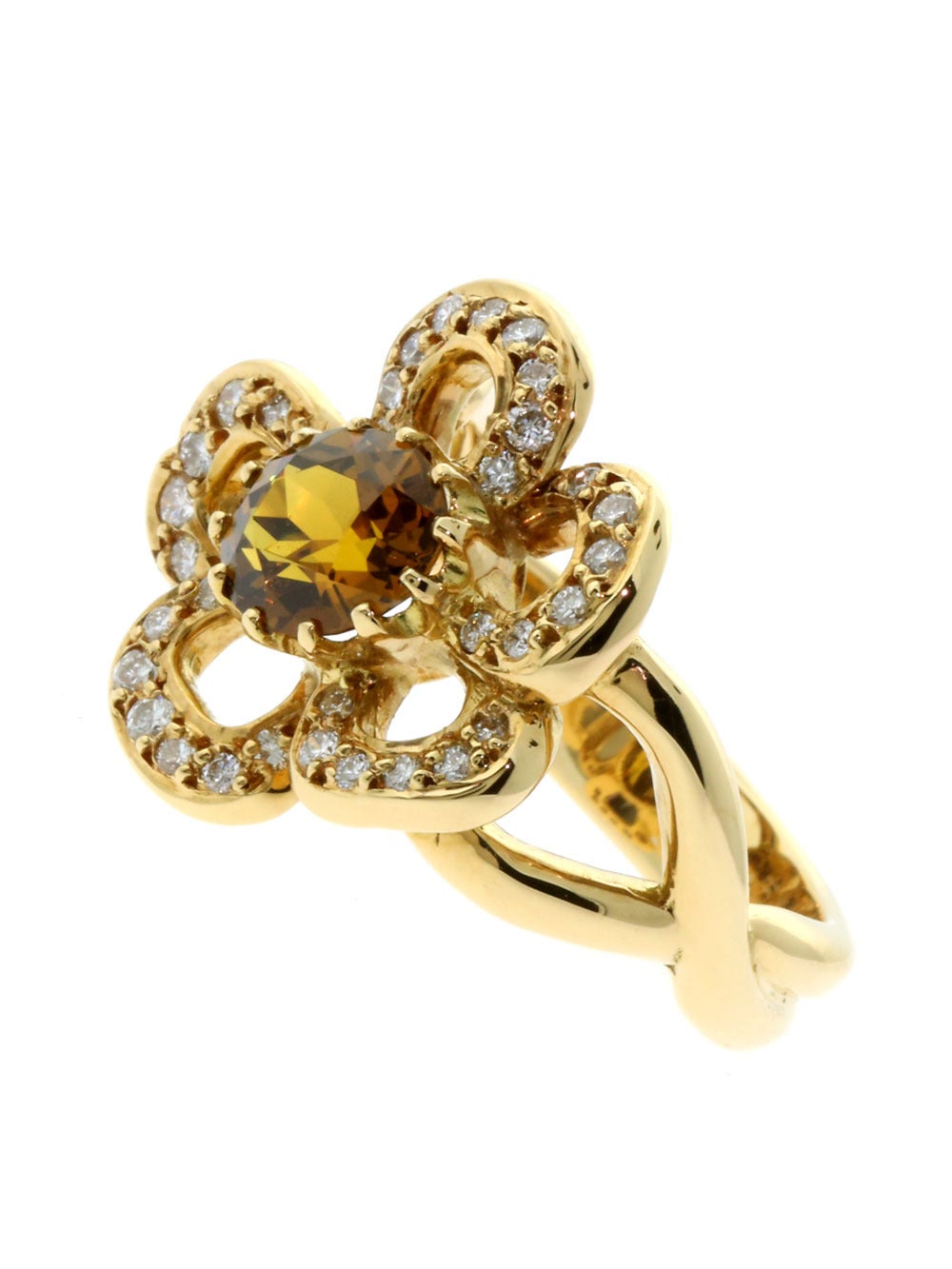 Hermes Diamond Gold Flower Ring
