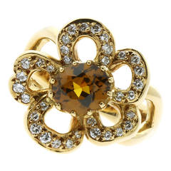 Hermes Diamond Gold Flower Ring
