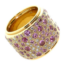 Pomellato Sabbia Pink Sapphire Diamond Gold Cocktail Ring