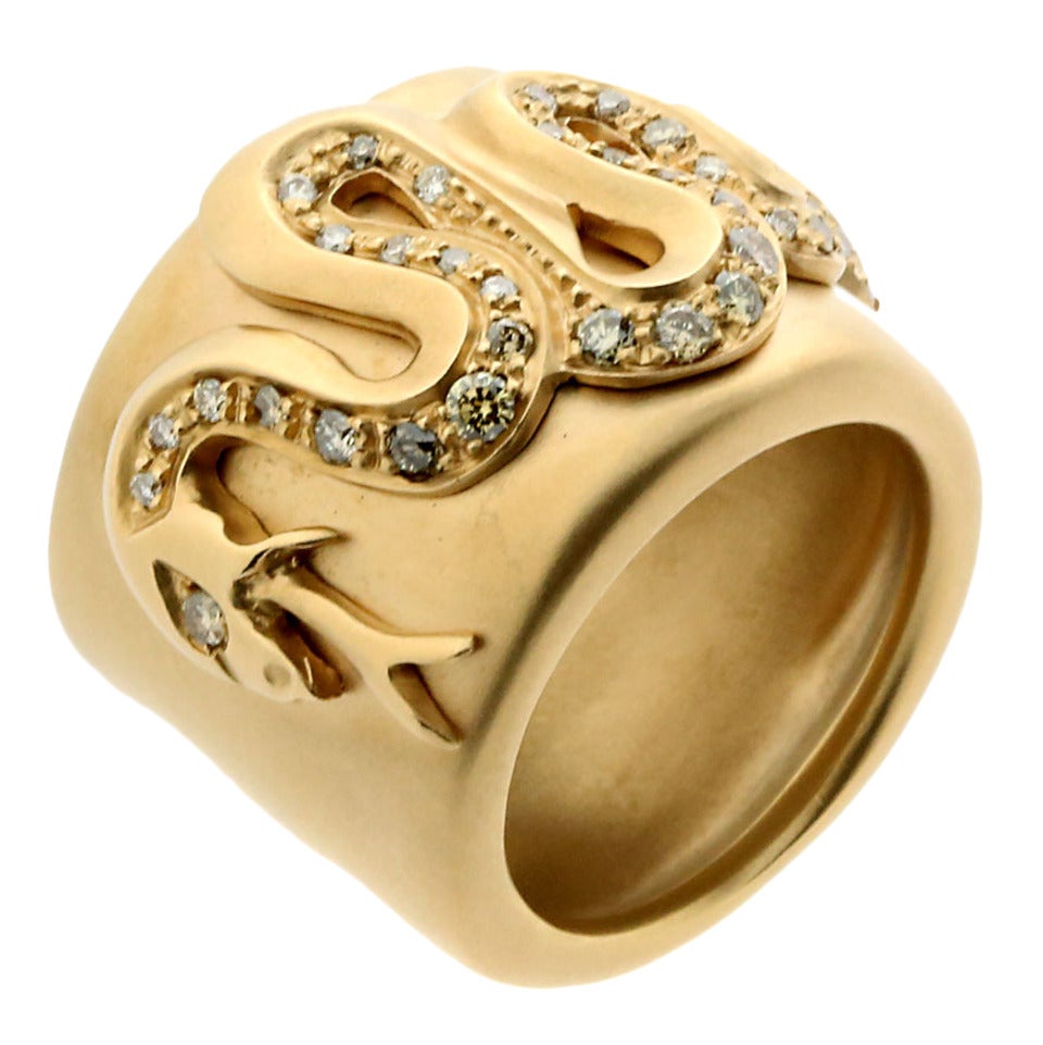 Pomellato Eva Diamond Gold Snake Ring