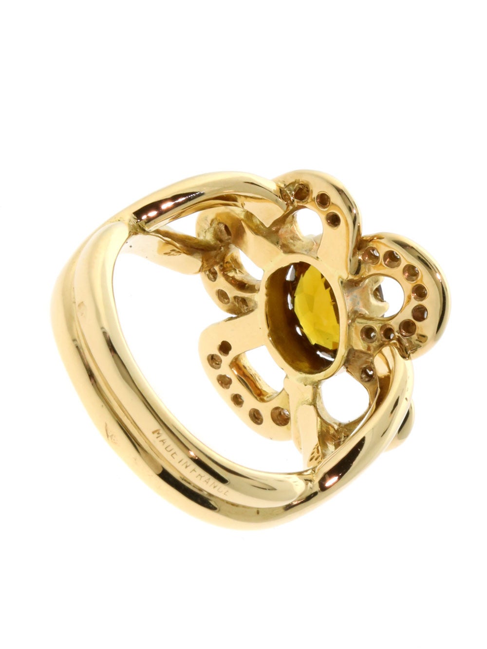 Hermes Citrine Diamond Gold Flower Ring 1