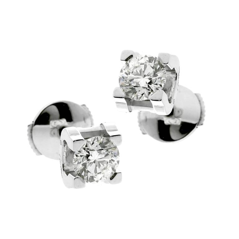 Cartier GIA Certified 1.20 Carat Diamond Stud Earrings at 1stDibs