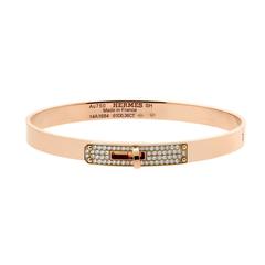 Hermes Kelly Diamond Rose Gold Bangle Bracelet