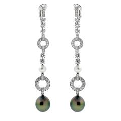 Cartier Himalia Pearl Diamond White Gold Earrings For At 1stdibs