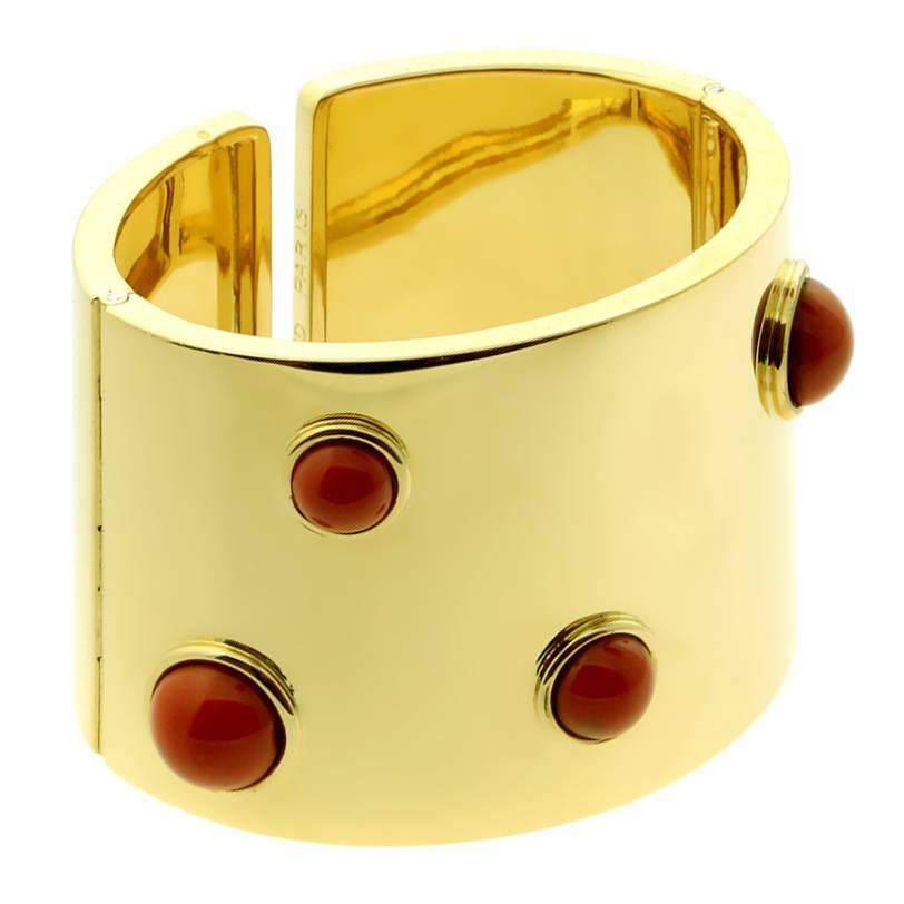 Fred of Paris Coral Gold Cuff Bracelet