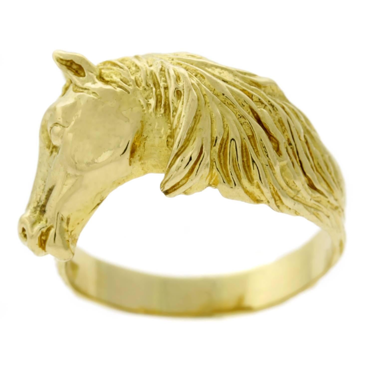 Hermes Horse Head Gold Ring