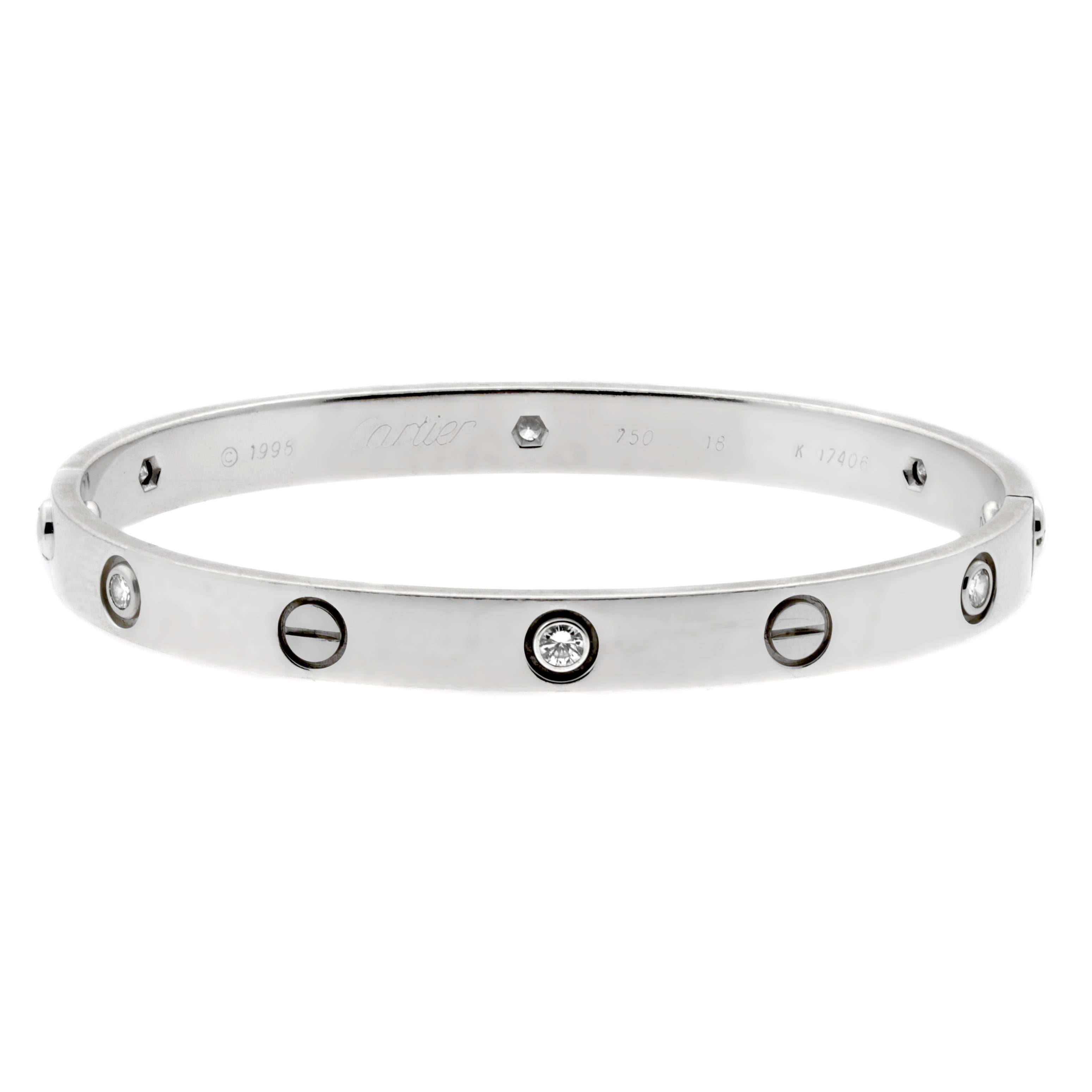 Cartier Love Six-Diamond White Gold Bangle Bracelet