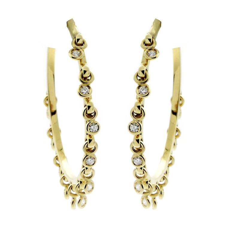 Dior Hoop Diamond Gold Earrings at 1stDibs dior gold hoops