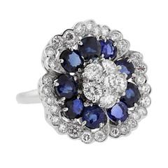 Van Cleef & Arpels Camellia Sapphire Diamond White Gold Ring 10