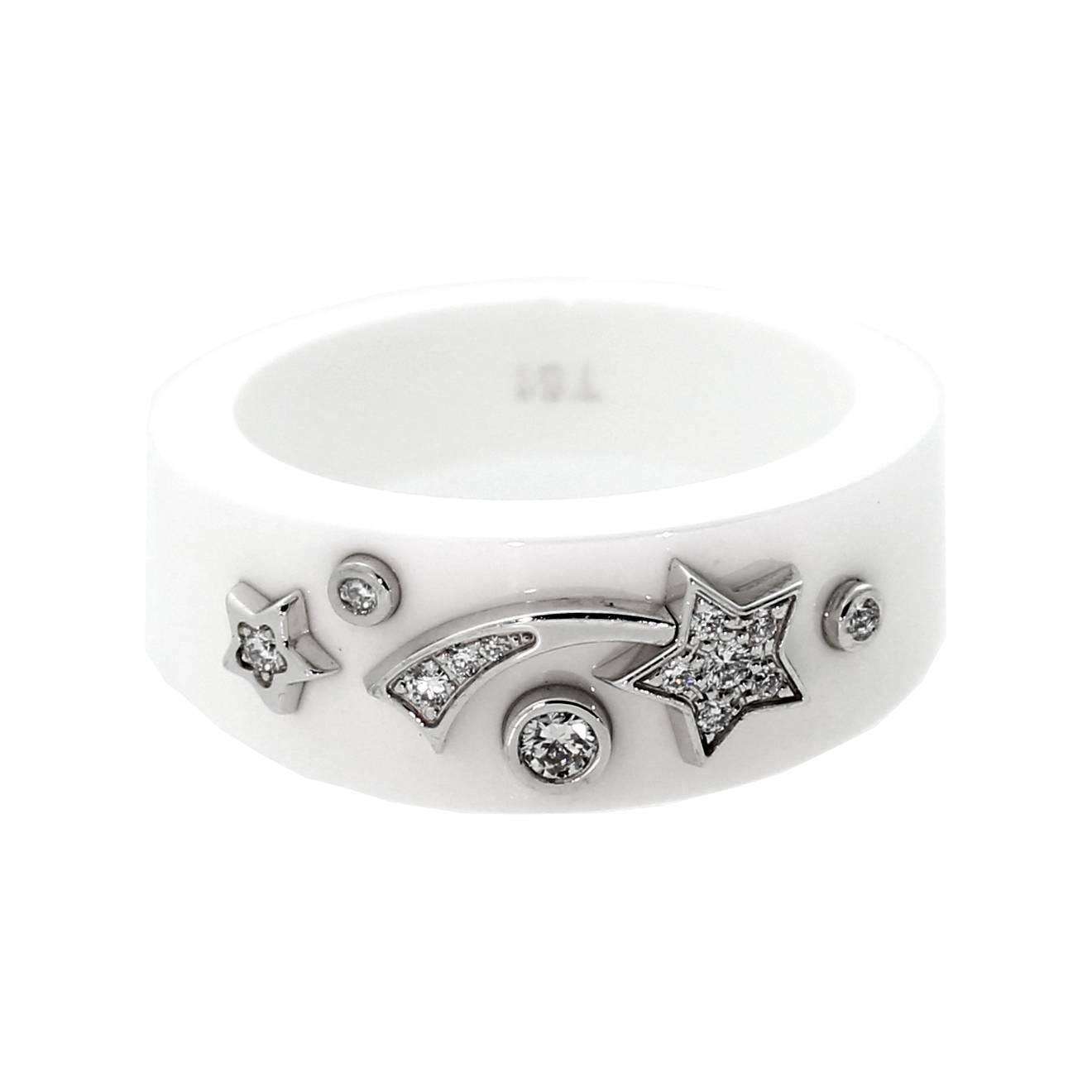 Chanel Comete Ceramic Medium Diamond Ring