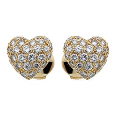 Cartier Heart Diamond Gold Earrings