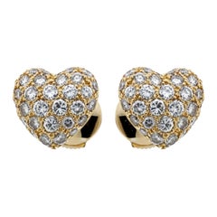 Cartier Heart Diamond Gold Earrings