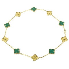 Van Cleef & Arpels Limitierte Auflage Malachit Vintage Alhambra Halskette