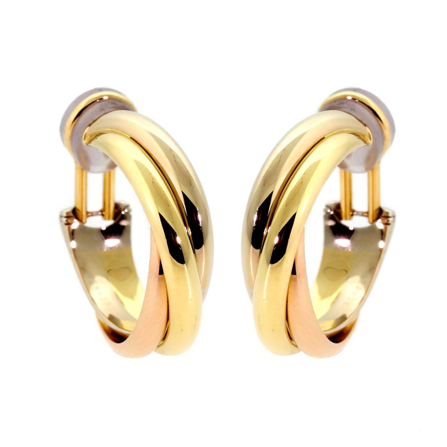 Cartier Trinity Medium Hoop Gold Earrings
