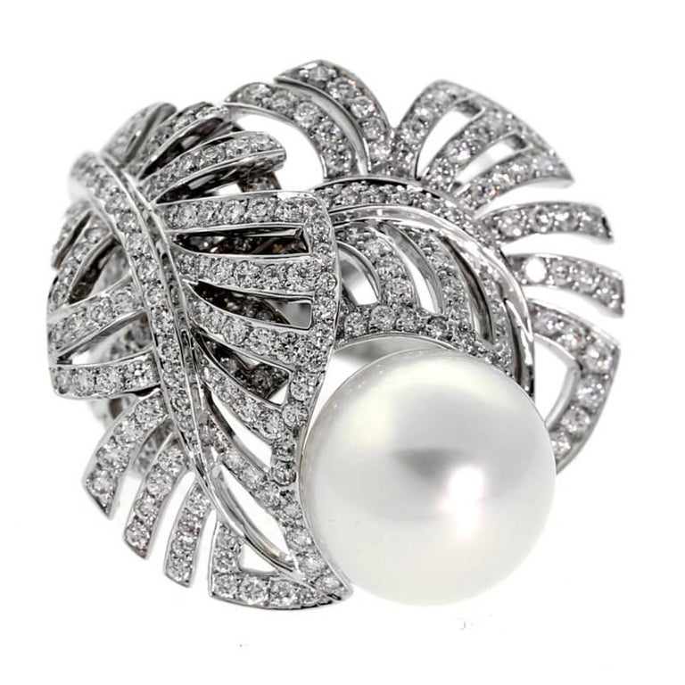 Chanel Pearl Diamond White Gold Ring For Sale (Free Shipping) at