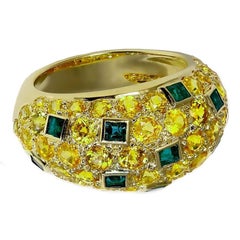 Van Cleef & Arpels Yellow Sapphire Emerald Gold Bombe Ring