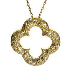 Vintage Van Cleef & Arpels Alhambra Diamond Gold Necklace