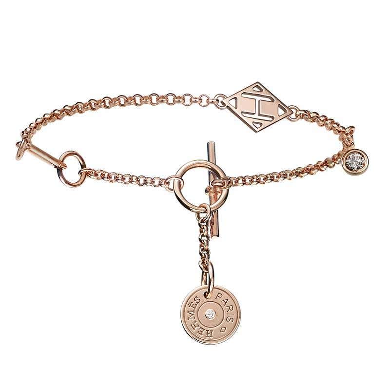 Hermes Gambade Rose Gold Diamond Bracelet at 1stDibs | hermes gambade