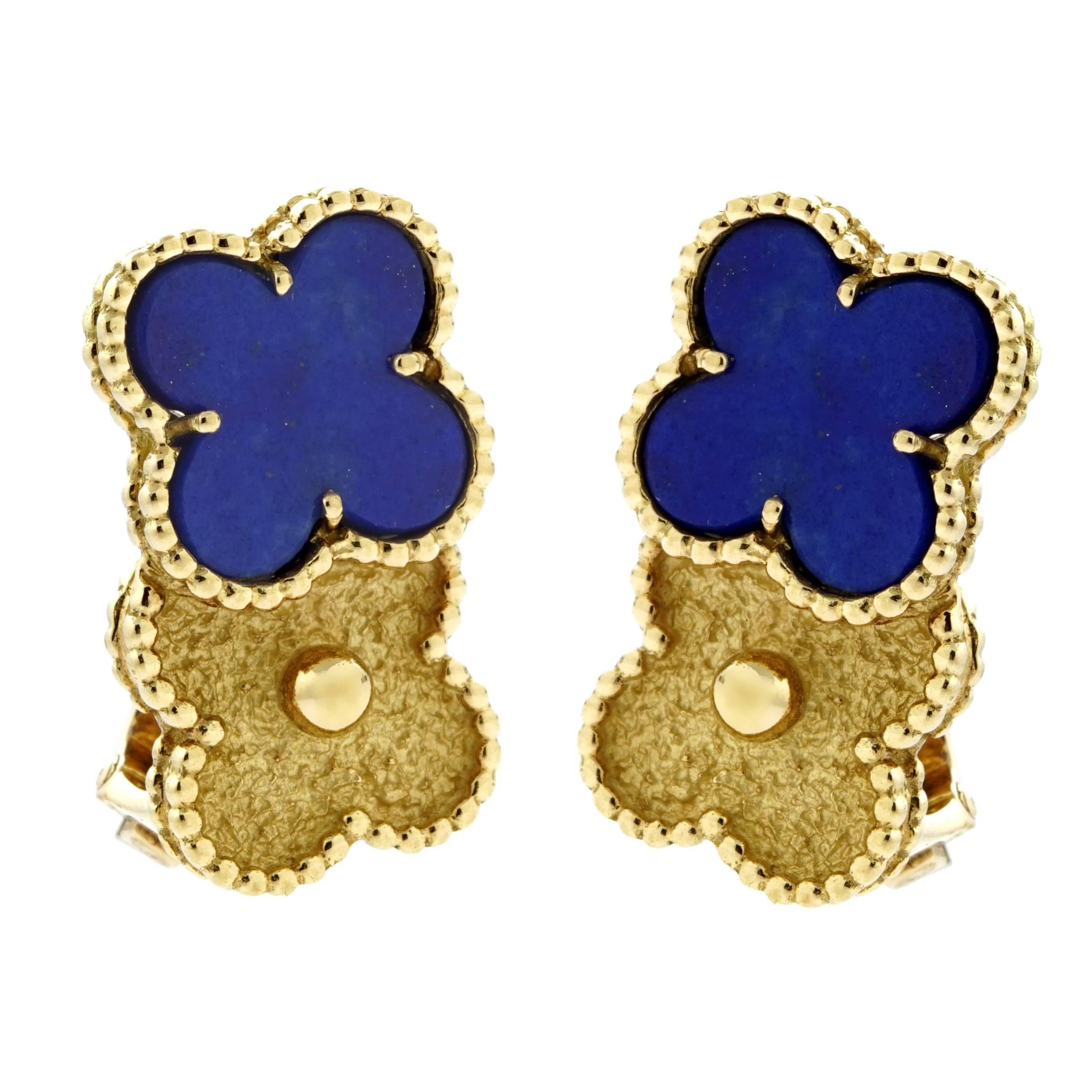 Van Cleef & Arpels Lapis Vintage Alhambra Earrings