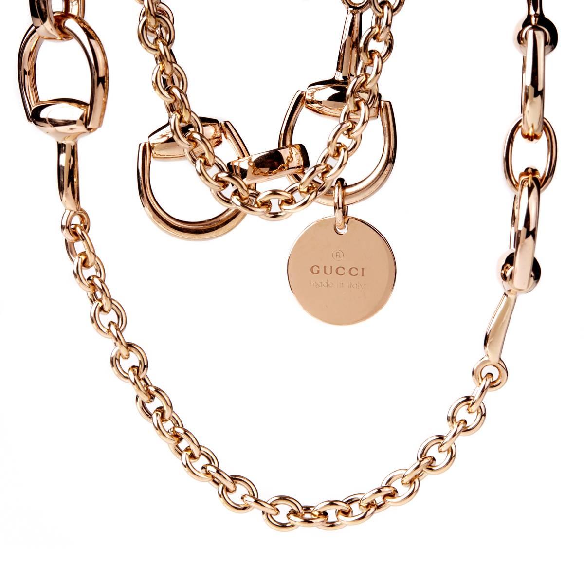Gucci Horsebit Long Rose Gold Necklace