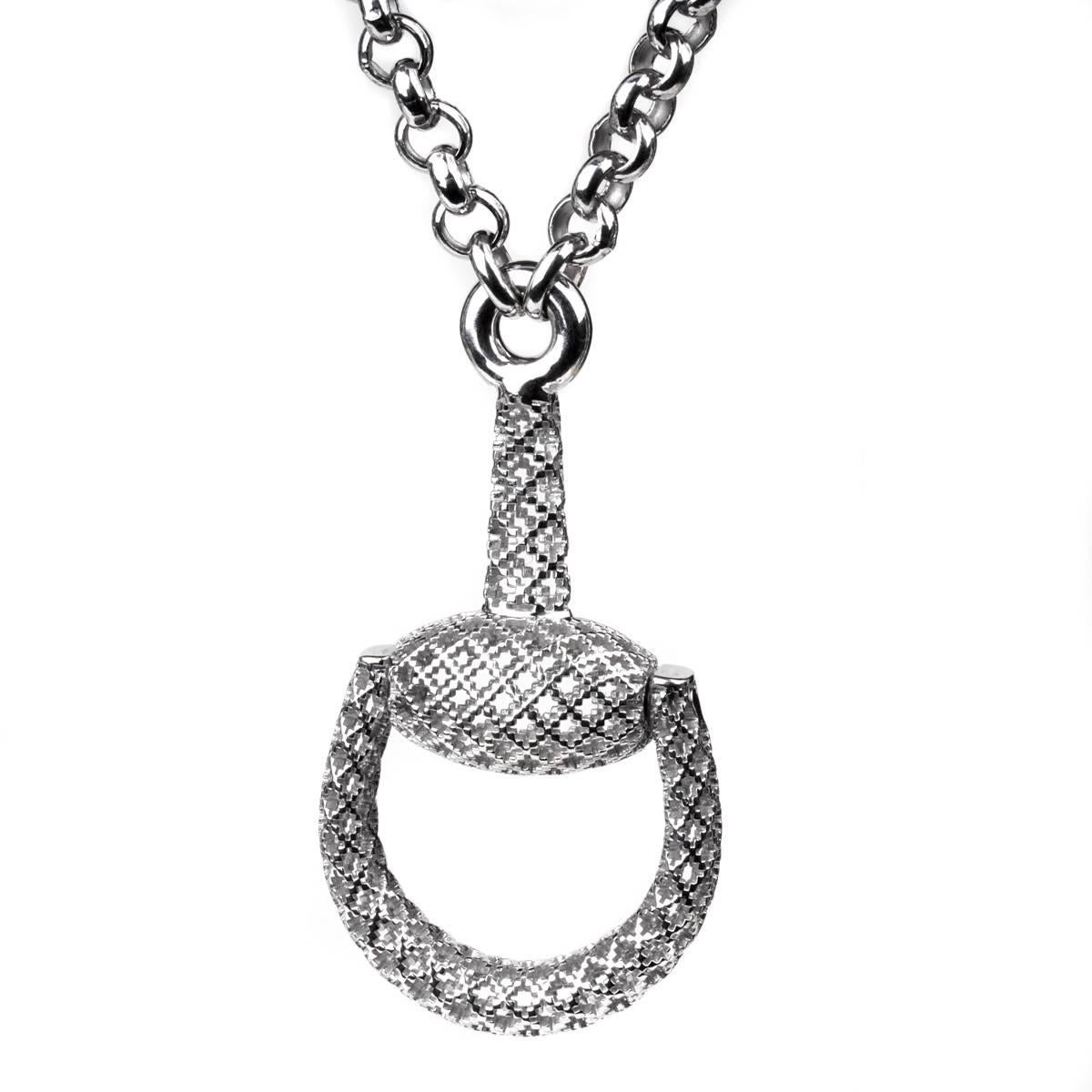 Gucci Horsebit Diamantissima Silver Necklace
