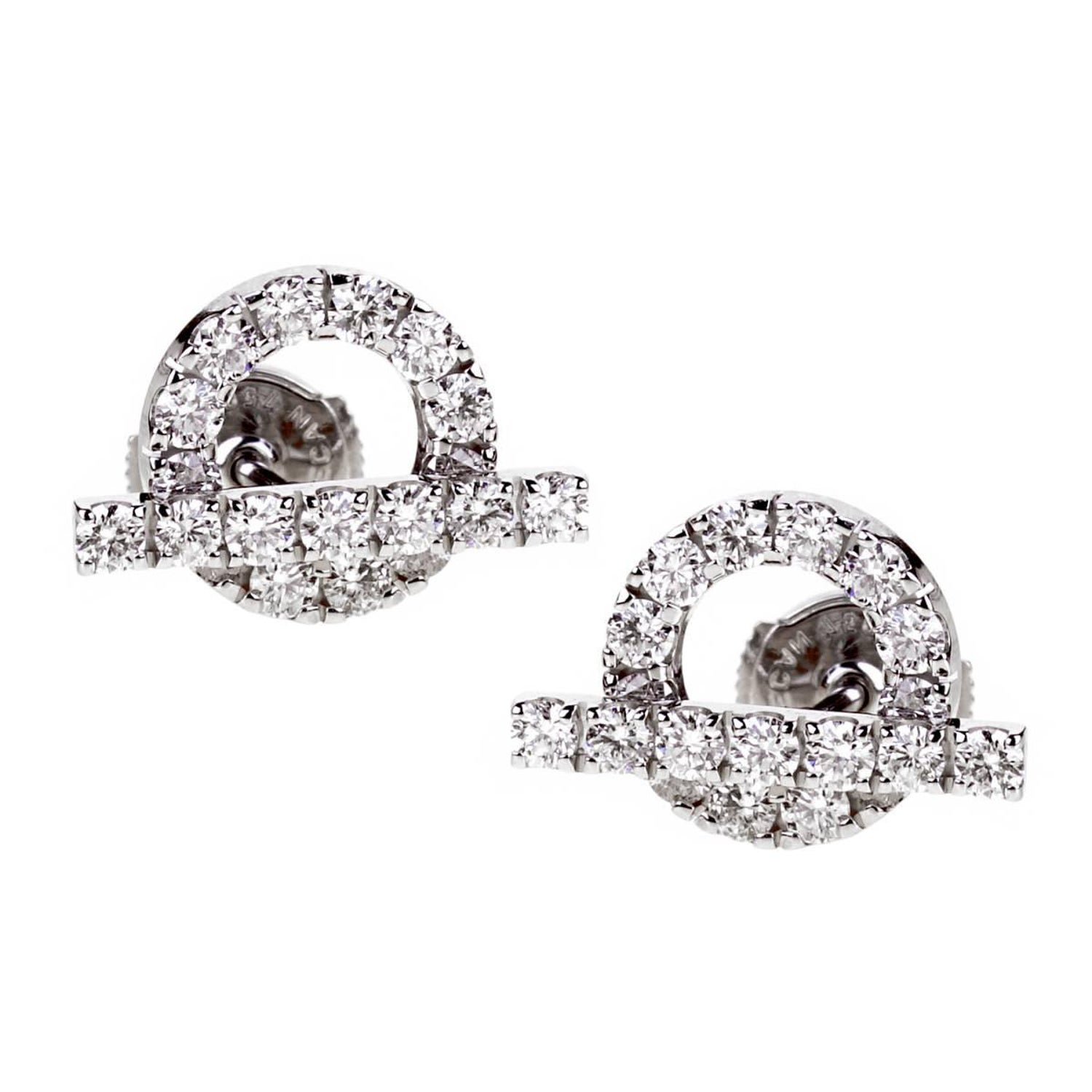 Hermes Diamond Stud White Gold Earrings For Sale at 1stDibs | hermes  diamond earrings, hermes stud earrings, hermes earring studs