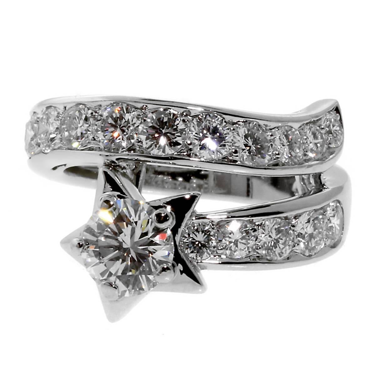 Chanel Comete Diamond Platinum Ring at 1stDibs  chanel platinum ring, chanel  comete ring, chanel solitaire ring