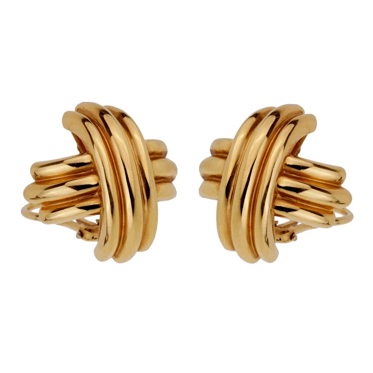 Tiffany & Co Crisscross Large Gold Earrings