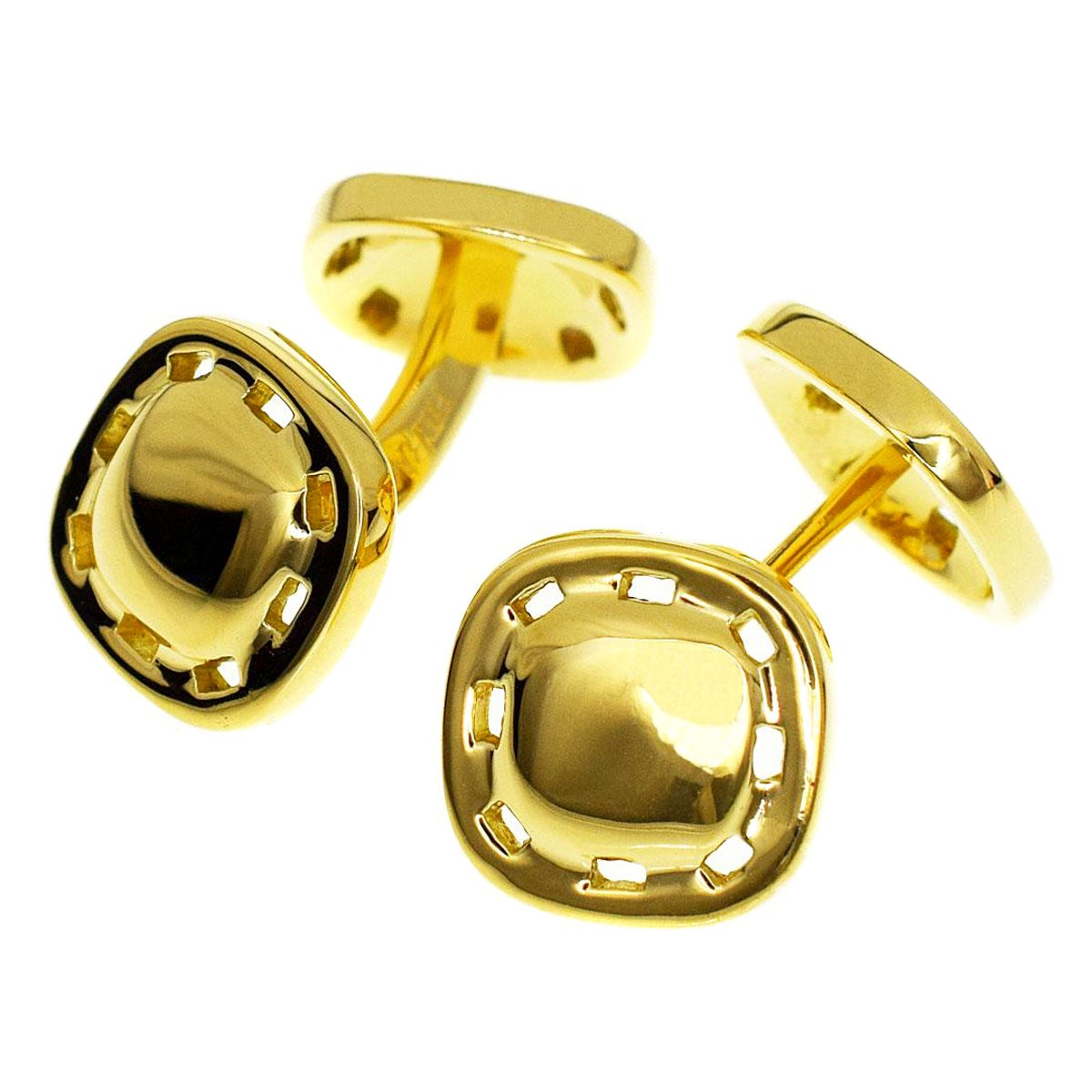 Hermes Le Havre Gold Ellipse Shaped Cufflinks at 1stDibs