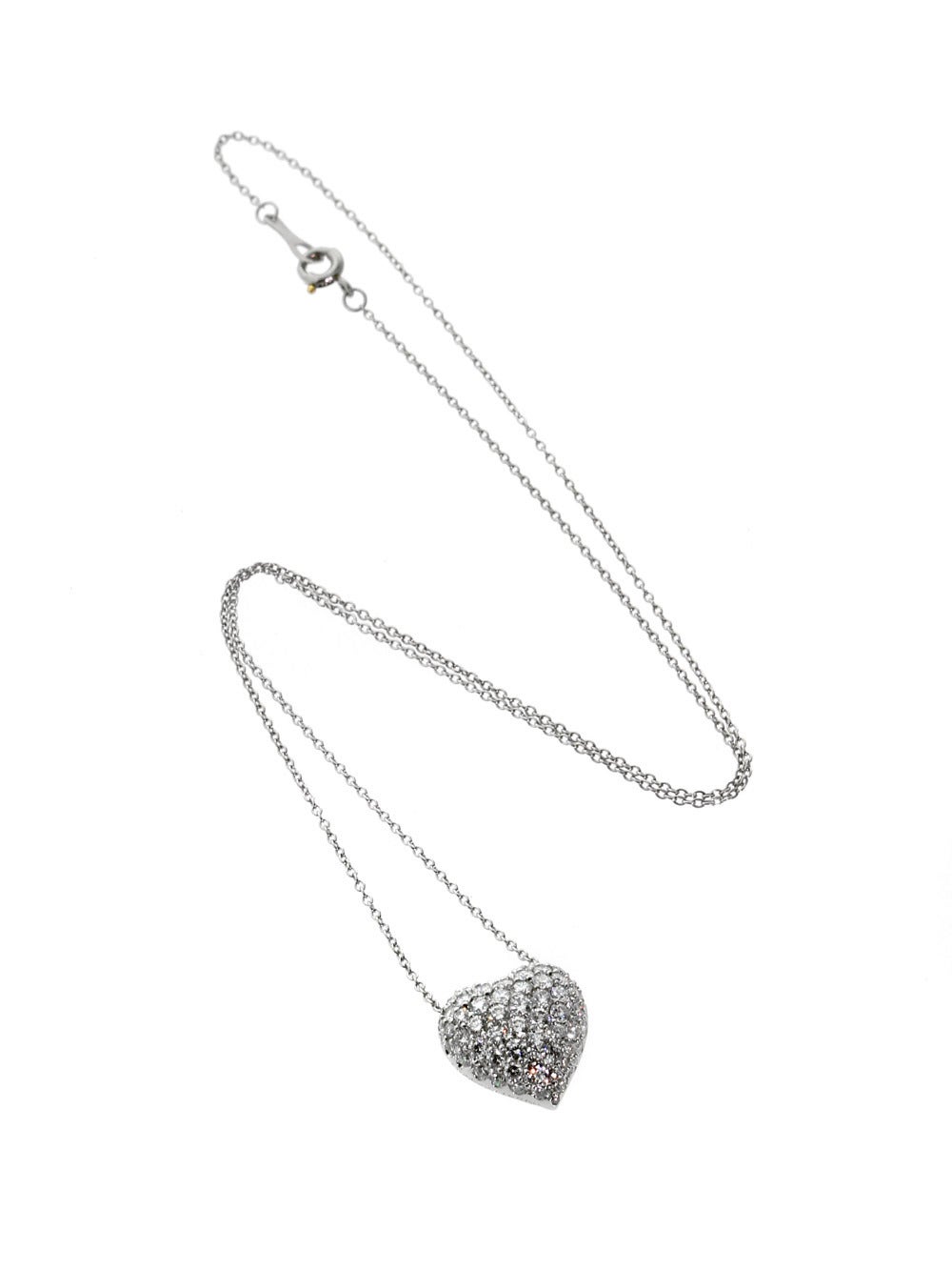 puffed pave heart necklace