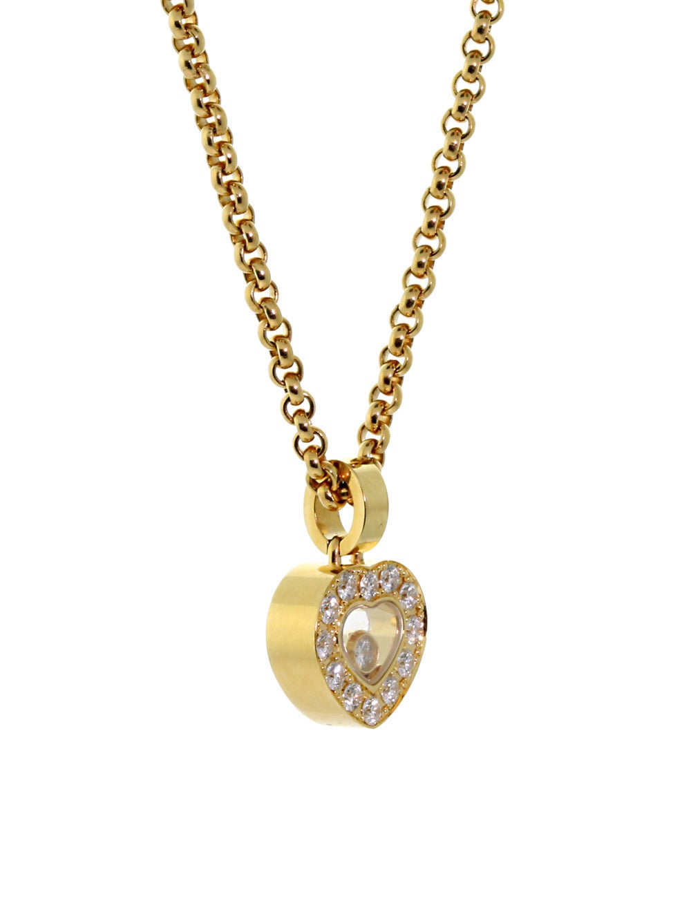 Chopard Happy Diamond Gold Heart Necklace In New Condition In Feasterville, PA