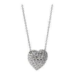 Cartier Puffed Heart Diamant Platin Halskette