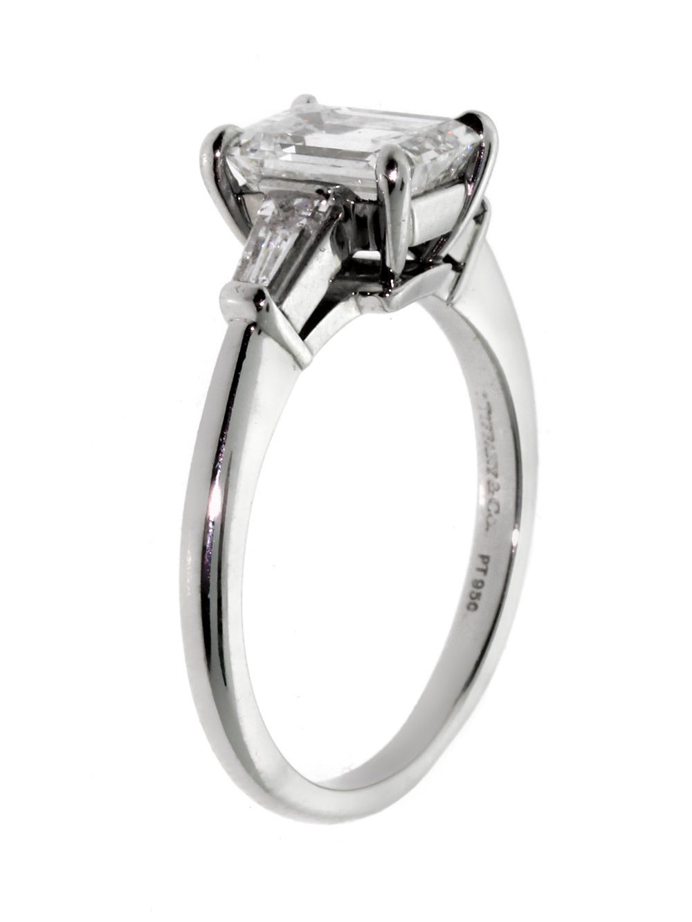 Tiffany & Co. 1.80 Carat Emerald Cut Diamond Platinum Engagement Ring In New Condition In Feasterville, PA