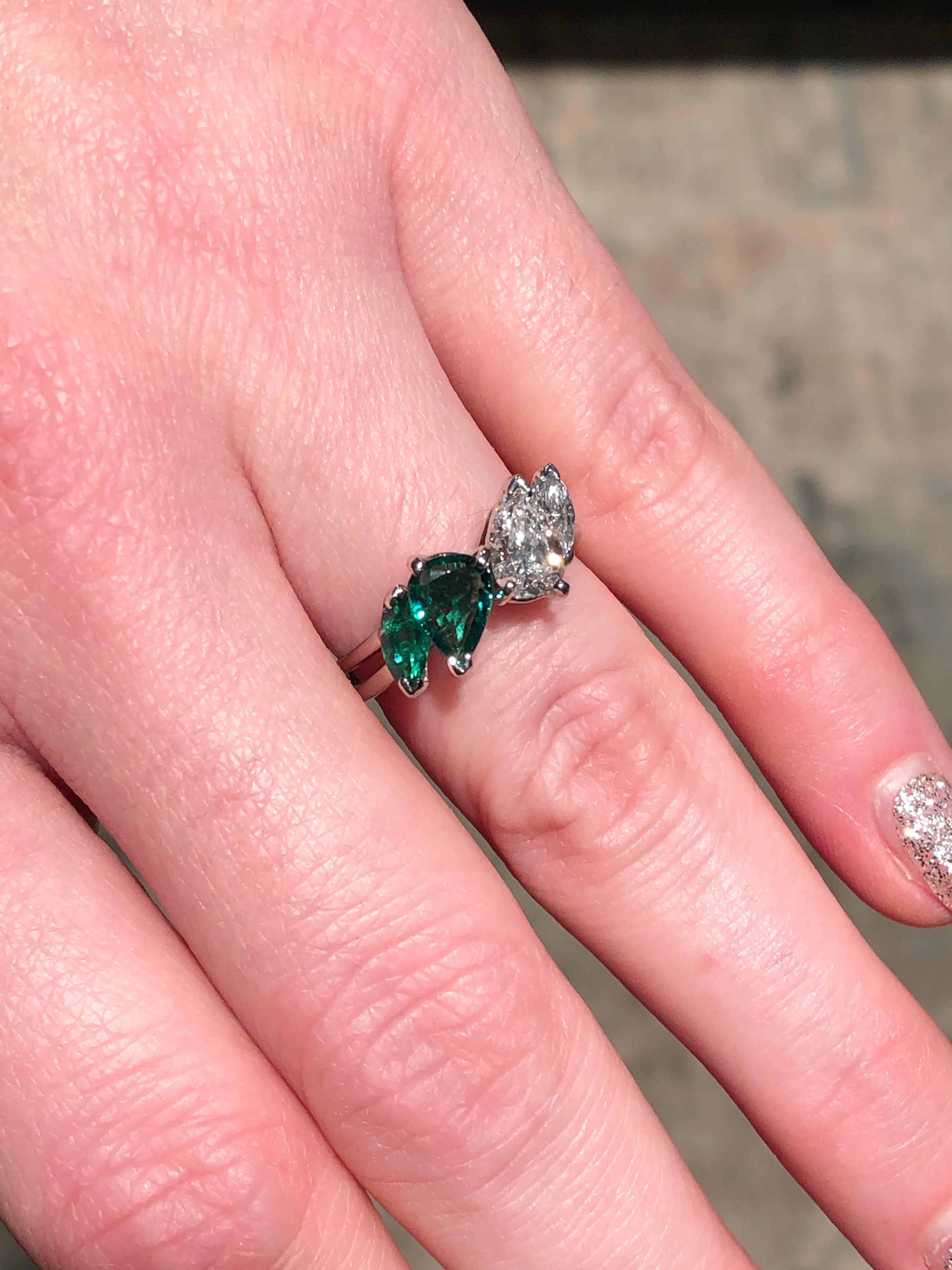 Oscar Heyman GIA Certified Vintage Emerald Diamond Cocktail Ring For Sale 1