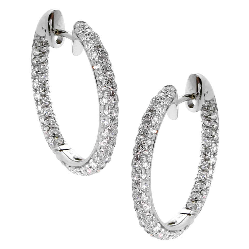 Harry Winston Diamond Gold Hoop Earrings at 1stDibs | harry winston ...