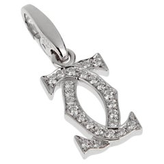Cartier Double C Diamond Charm Pendant 18K White Gold Vintage