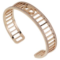 Bracelet manchette « Chaîne d'Ancre Divine Diamond » d'Hermès en or rose 18 carats, taille ST