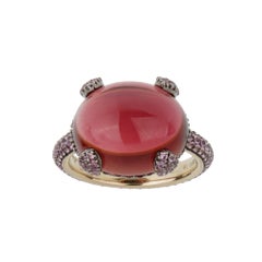 Bague de cocktail Pomellato en tourmaline, saphir rose et or rose, taille 6