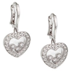 Chopard Happy Diamonds Icons Heart Drop Earrings in 18k White Gold, 0.70ctw