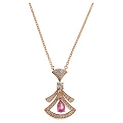 Bvlgari Divas' Dream Necklace 18k Rose Gold Rubellite Diamond Openwork Pendant