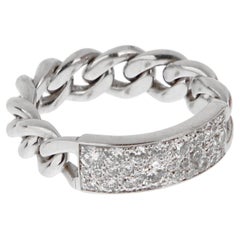 Dior 18K White Gold Diamond Gourmette Chain Link Ring