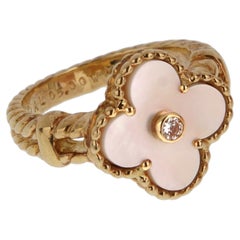 Van Cleef & Arpels Vintage Alhambra Ring 18K Yellow Gold White Mother-of-Pearl