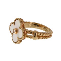 Van Cleef & Arpels Vintage Alhambra Ring 18K Yellow Gold White Mother-of-Pearl