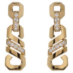 Cartier Fox Trot Diamond Drop Earrings — 18k Yellow Gold, 1980s Vintage